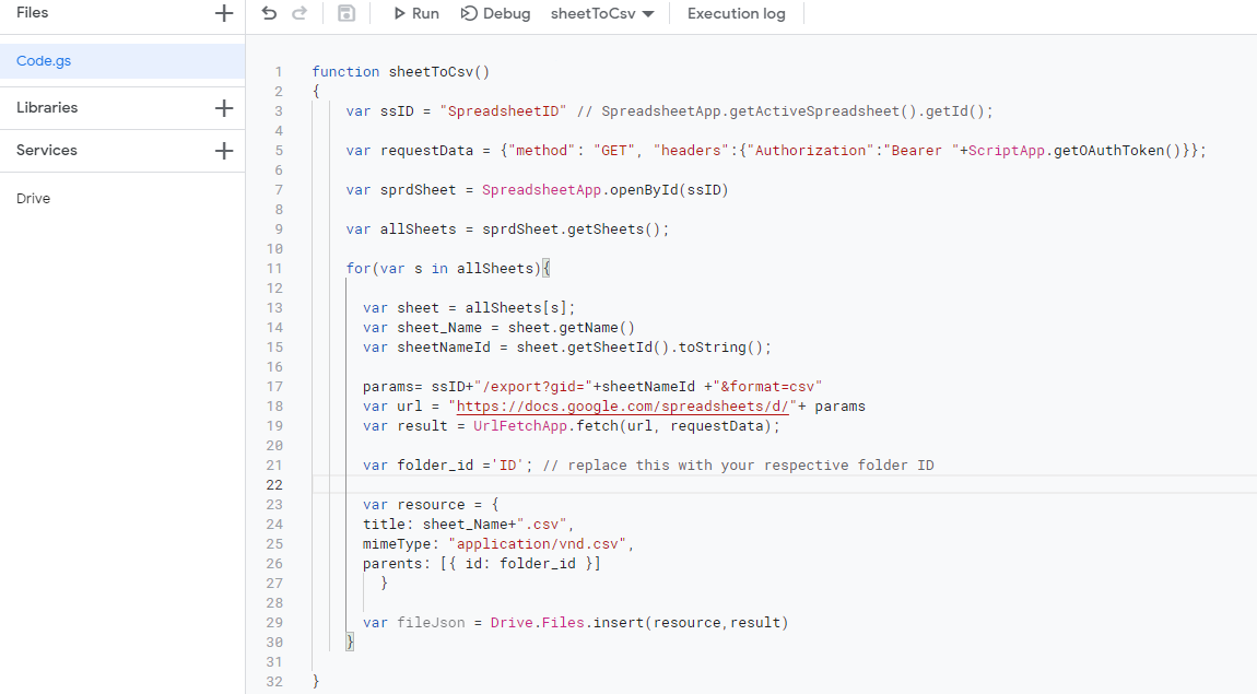 Run functions in App Script Editor