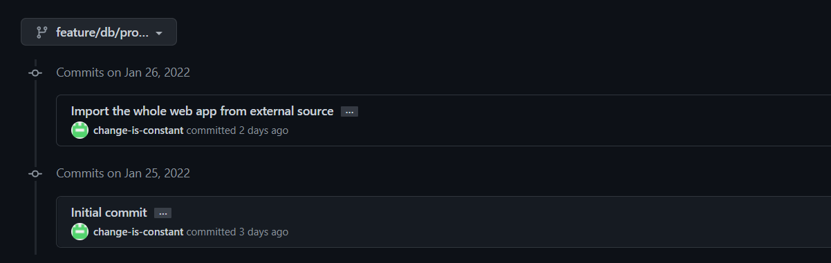 feature branch commits