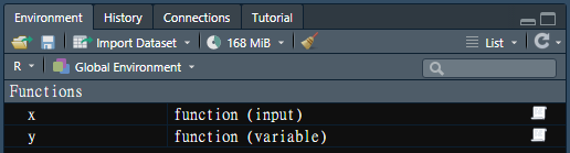 R environment after using the function
