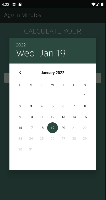 OK text (in white colour) without button background color