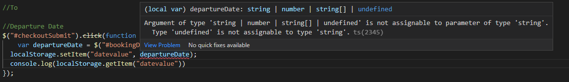 Error I get