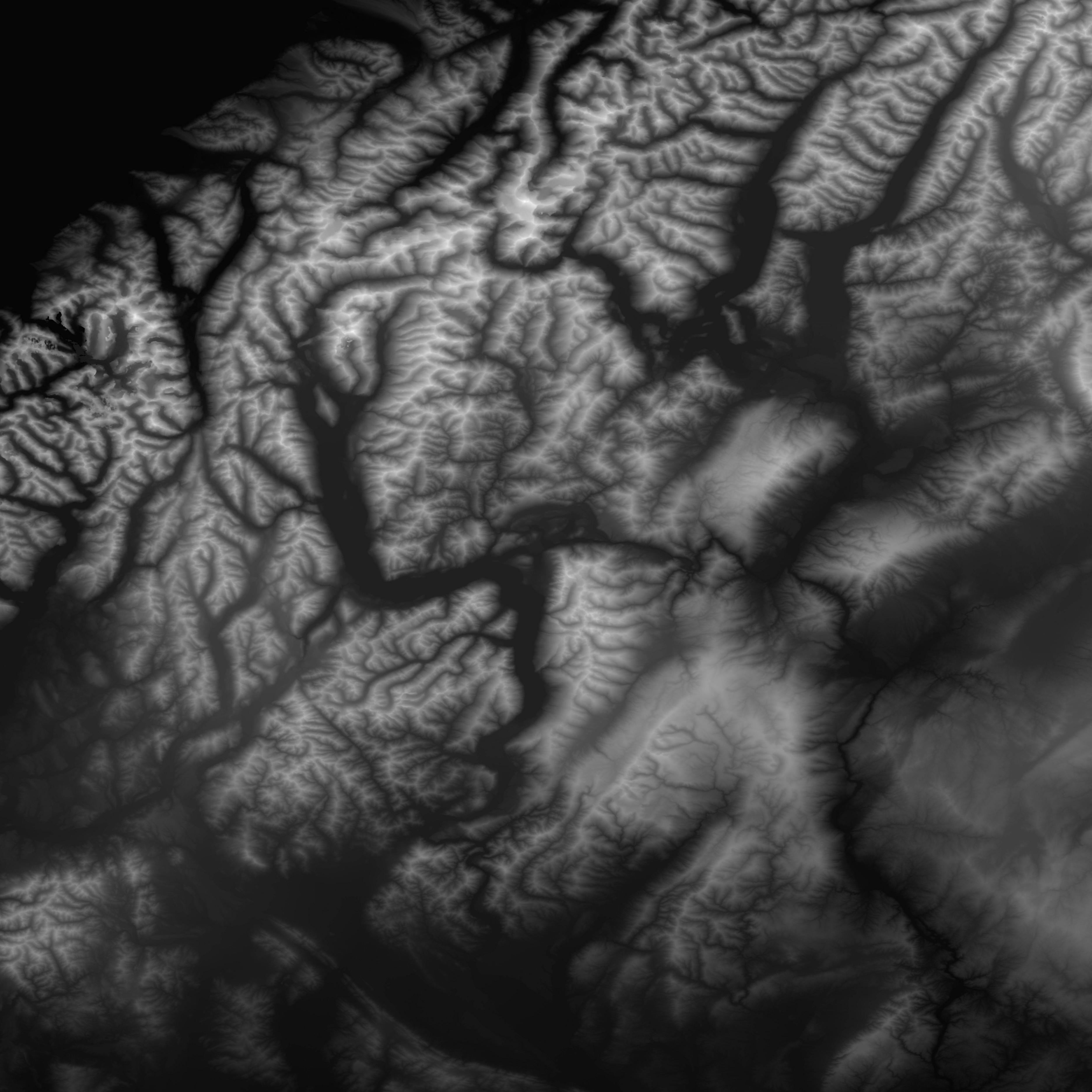 Greyscale image of SRTM 1 arc-sec data