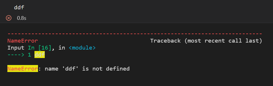 Error highlighted