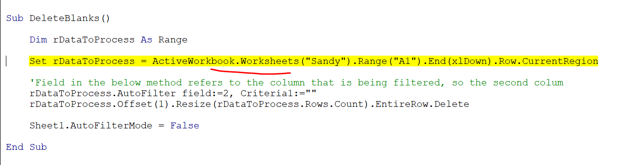 Error in code line