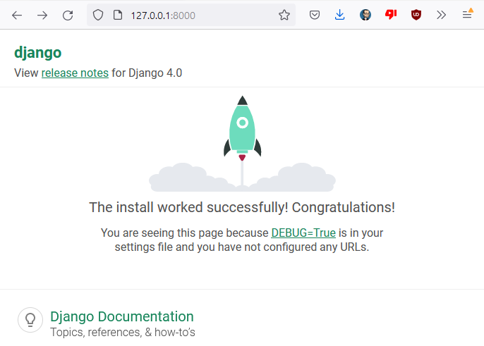 normal django welcome screen