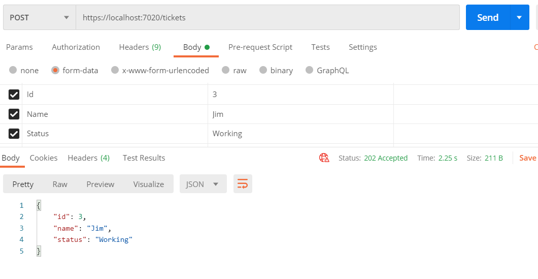 image showing success in postman