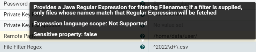 NOTE: Expression Language is not supported.