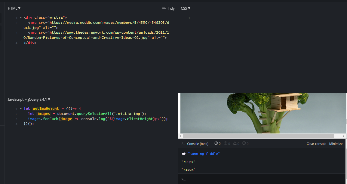 Here is a screenshot of JSFiddle