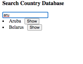 display for less than 10 countries matching with an option to display their information(the issue)