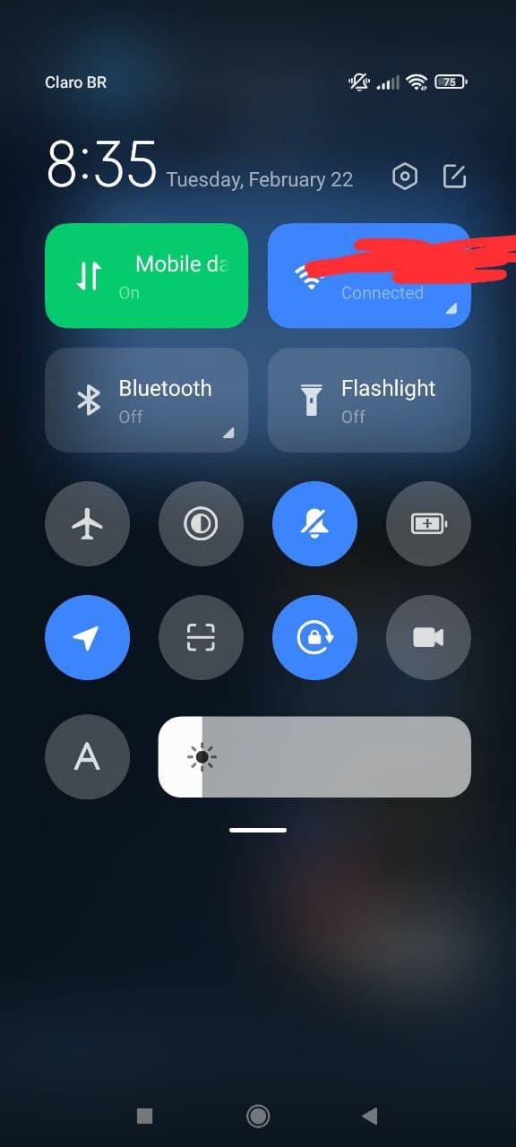 screenshot of MIUI Control Center