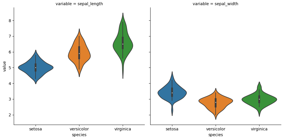 sns.catplot with long form dataframe