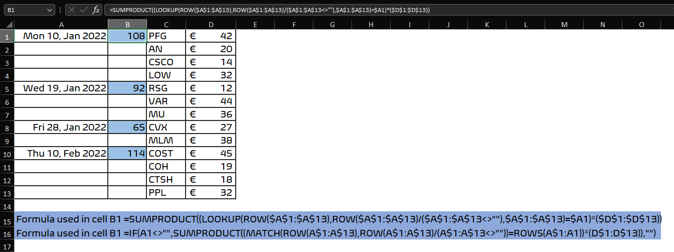 FORMULA FOR HIGHLIGHTED CELLS