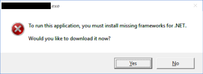 You must install missing frameworks for .NET