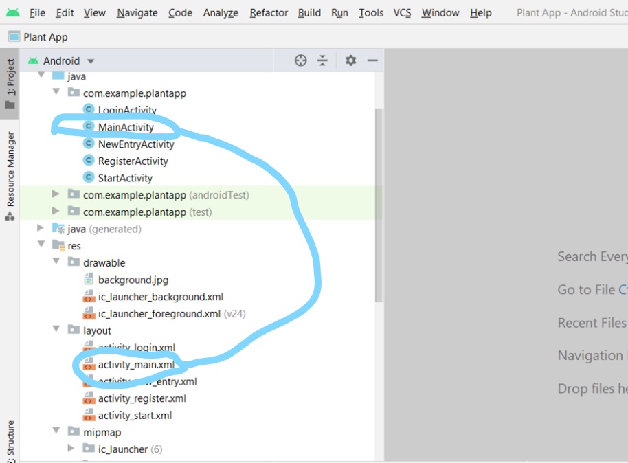 every class or fragment has it's layout to tell android studio how to show the code. It makes the whole design there