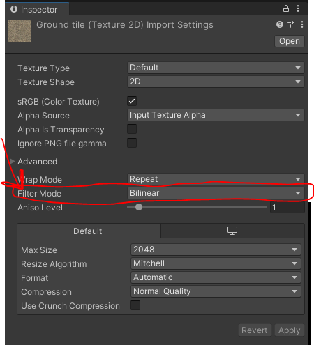 FilterMode in Texture Inspector