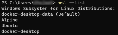 List of installed distros in WSL