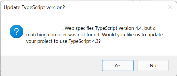 Update Typescript dialog