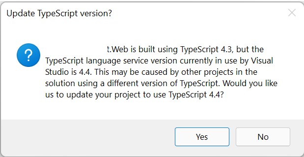 Update Typescript dialog