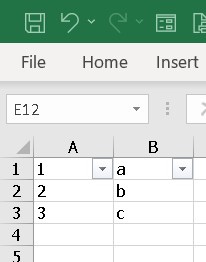 Excel screenshot showing sort/filter dropdowns
