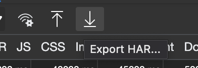 export HAR button