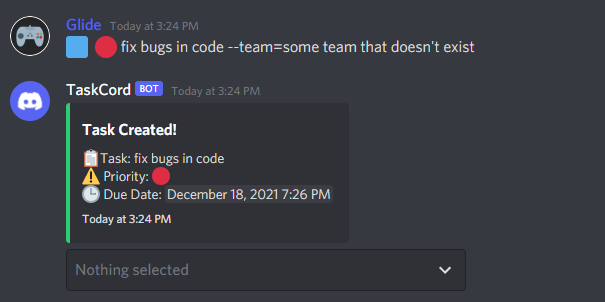 creating task even though team doesn't exist
