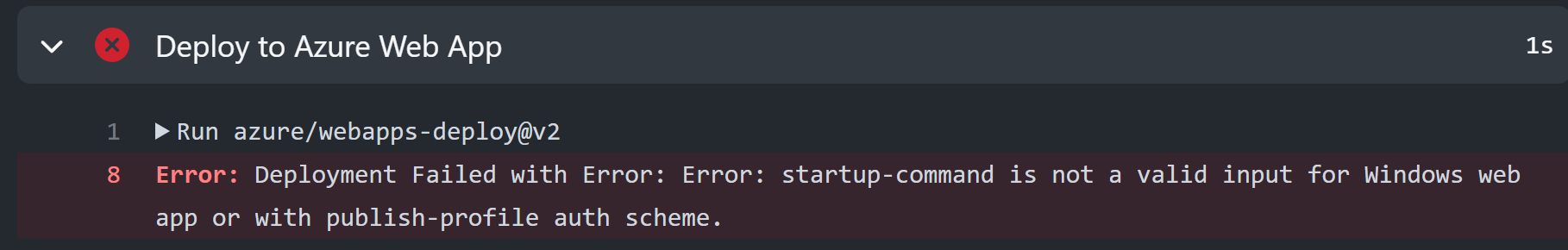 GitHub actions error