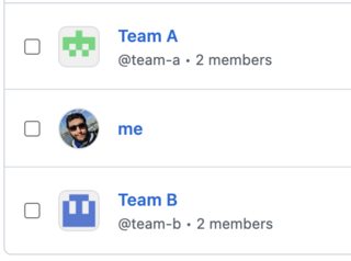 team a/me/ team b