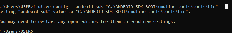 Even set flutter config --android-SDK