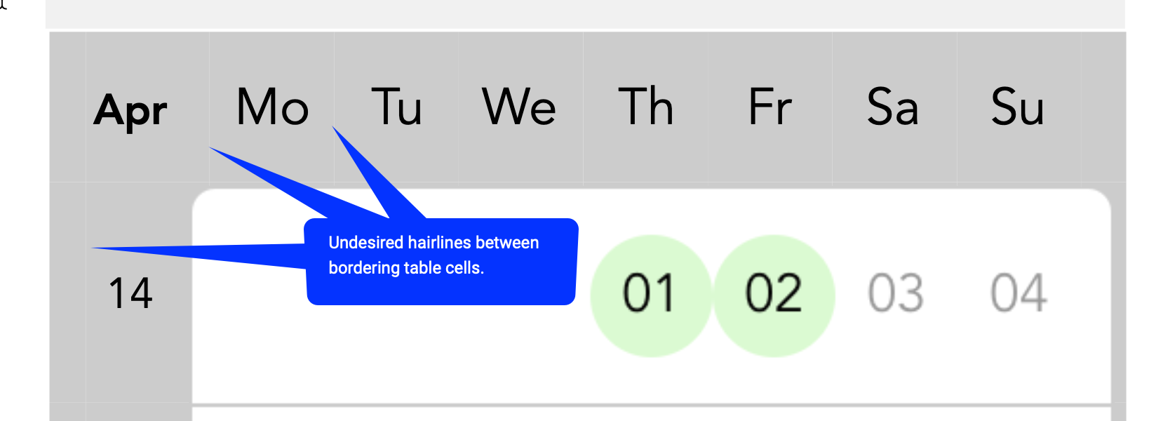 Undesired hairlines in UI design