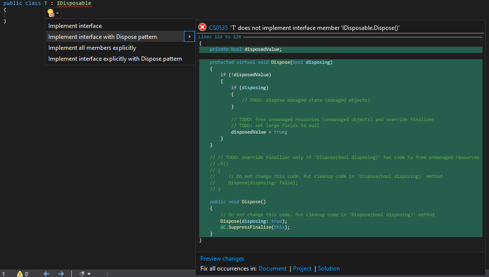 implementing dispose pattern