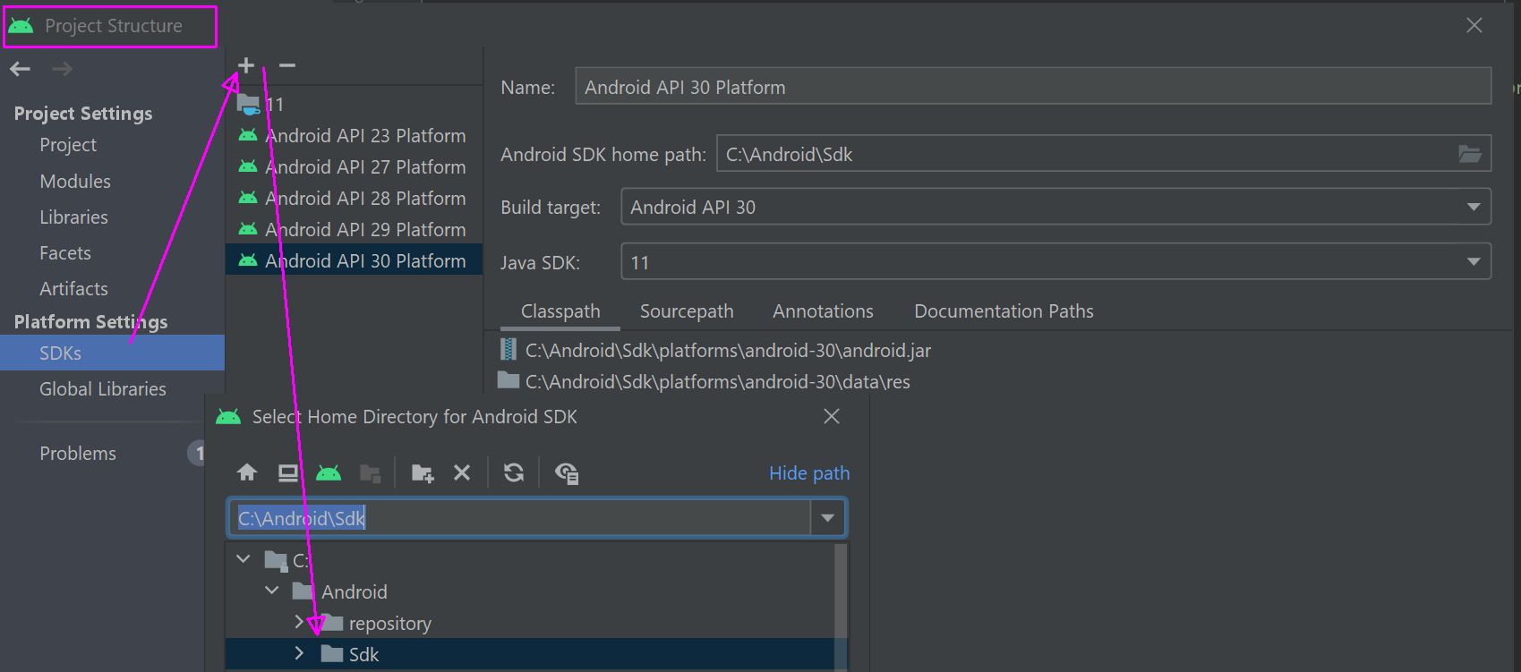 Add SDK to Platform Settings