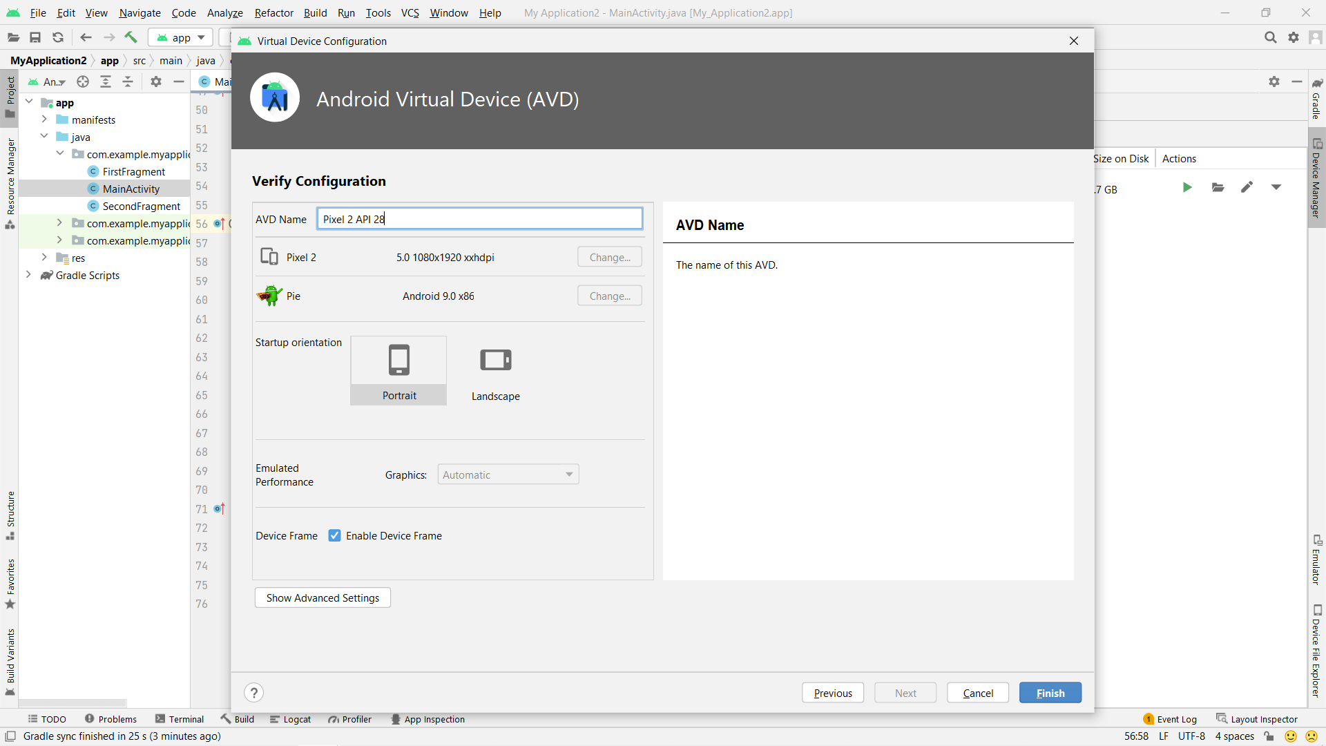 this is Device frame it is checked, but when the device is created, it automatically will be unchecked like the second image