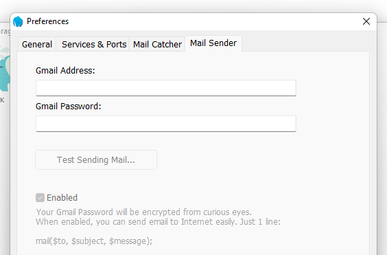 Laragon Send Mail Settings