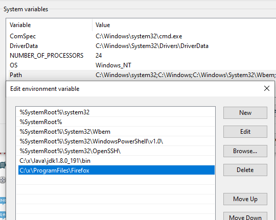 Folder paths of system environment variable Path