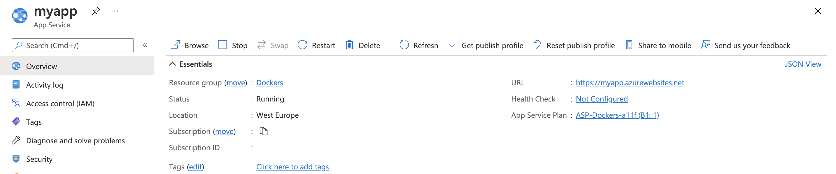 App Service Details