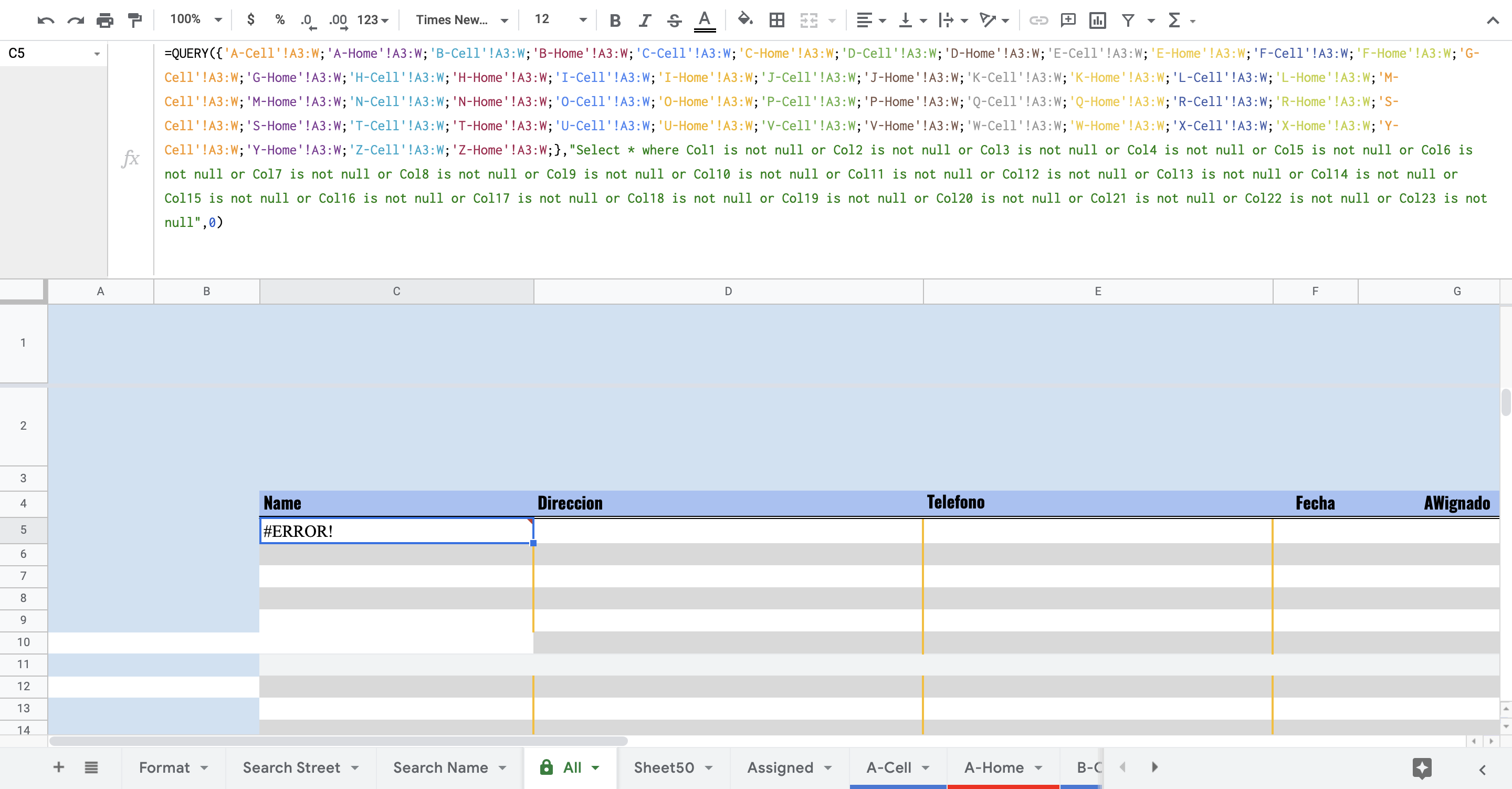 Formula that combines all the sheets in my project and removes any empty cells