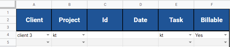 screenshot of the table