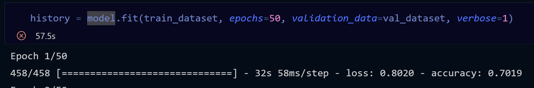 Using the SkipDataset produced by test_val_ds.take() leads to validation metrics disappearing from model history