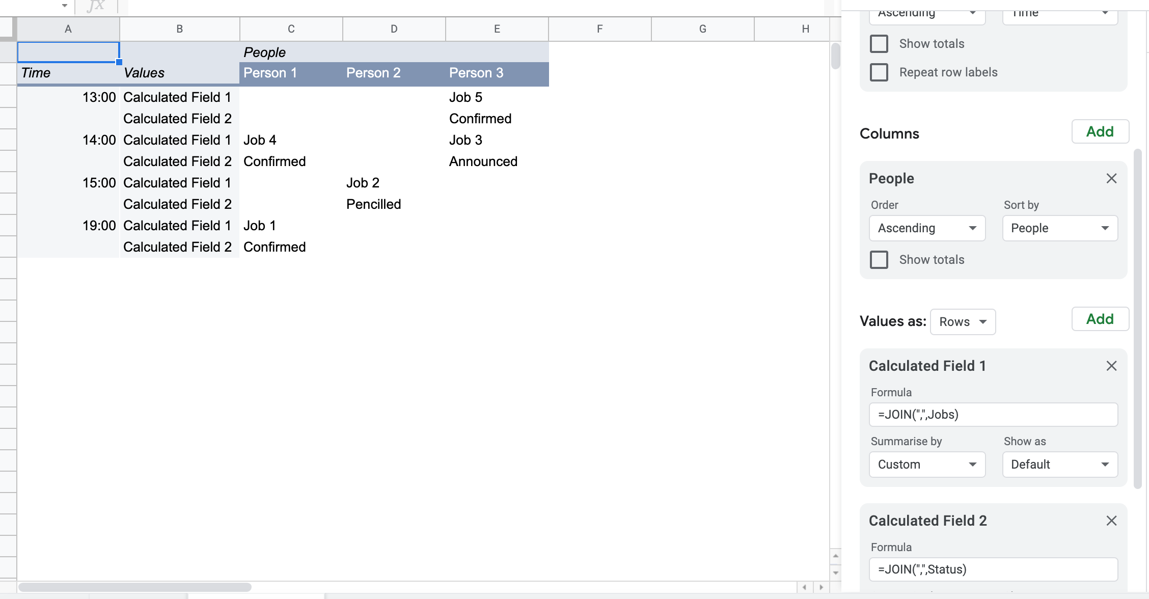 Pivot table