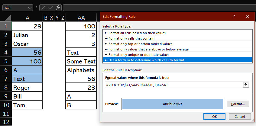 Conditional Formatting