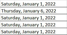 "Day Name, Month Name, Date of Month, Year" Format