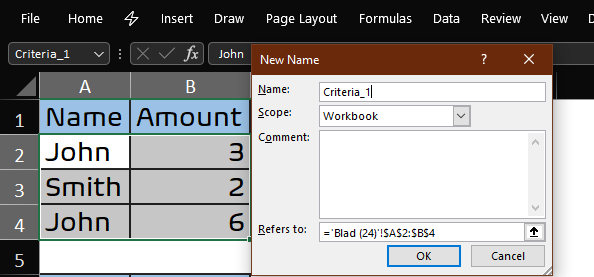 DEFINED NAME RANGES