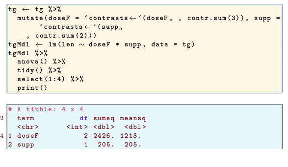 desired LaTeX output from knitr