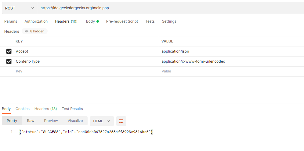 working in postman (image)