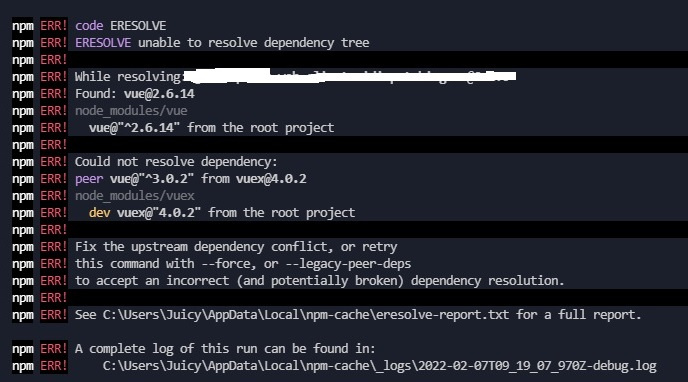 Error message
