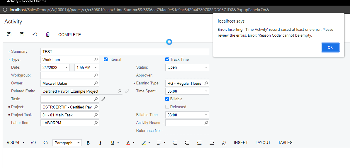 Add Activity to Project