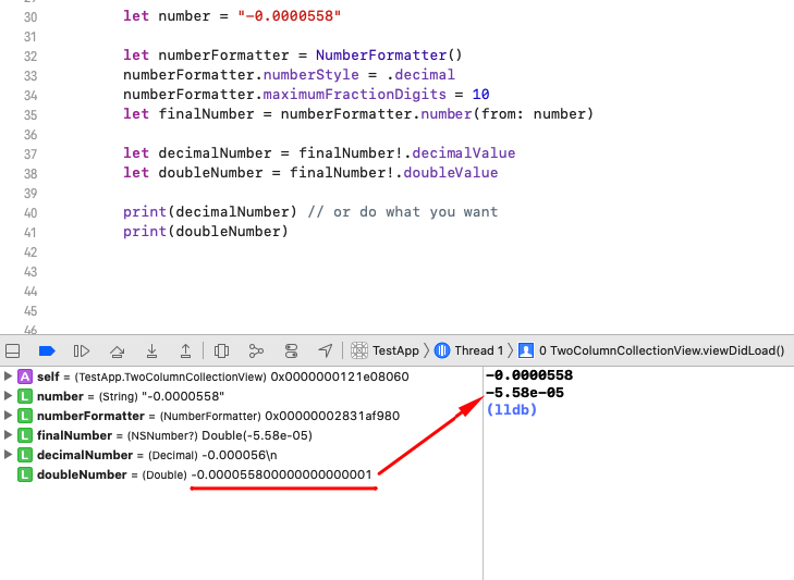 Double Decimal Precision Scientific Notation Swift iOS