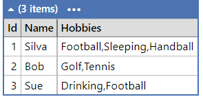 result showing 3 rows