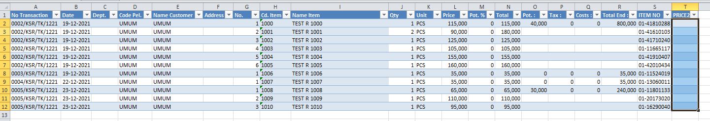 SHEET TEST INPUT