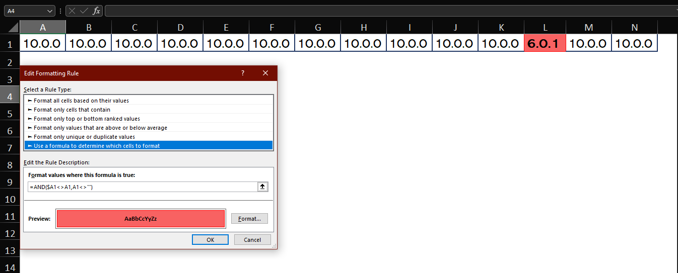 CONDITIONAL FORMATTING COLUMN WISE